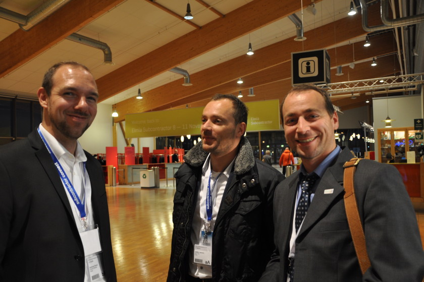&copy;&nbsp;(v.l.) Andreas Rieser (Virtual Vehicle), Dalibor Jajcevic (SES Tec) und Patrick Luley (Joanneum Research) rekapitulieren den absolvierten Messetag. 