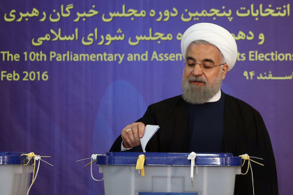 &copy;&nbsp;A handout picture provided by the office of Iranian President Hassan Rouhani on February 26, 2016 shows him casting his vote at a polling station in Tehran.

Iranians began voting across the country in elections billed by the moderate president as vital to curbing conservative dominance in parliament and speeding up domestic reforms after a nuclear deal with world powers.
 / AFP / IRANIAN PRESIDENCY / STRINGER / == RESTRICTED TO EDITORIAL USE - MANDATORY CREDIT "AFP PHOTO / HO / IRANIAN PRESIDENCY" - NO MARKETING NO ADVERTISING CAMPAIGNS - DISTRIBUTED AS A SERVICE TO CLIENTS ==