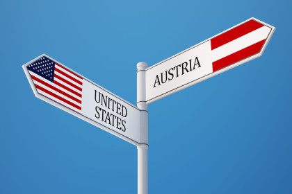 &copy;&nbsp;United States Austria High Resolution Sign Flags Concept